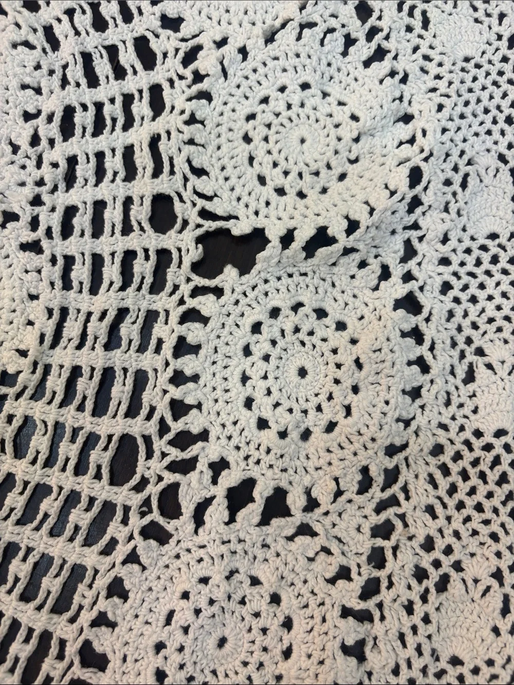 Handmade Crochet Round Tablecloth in Off white